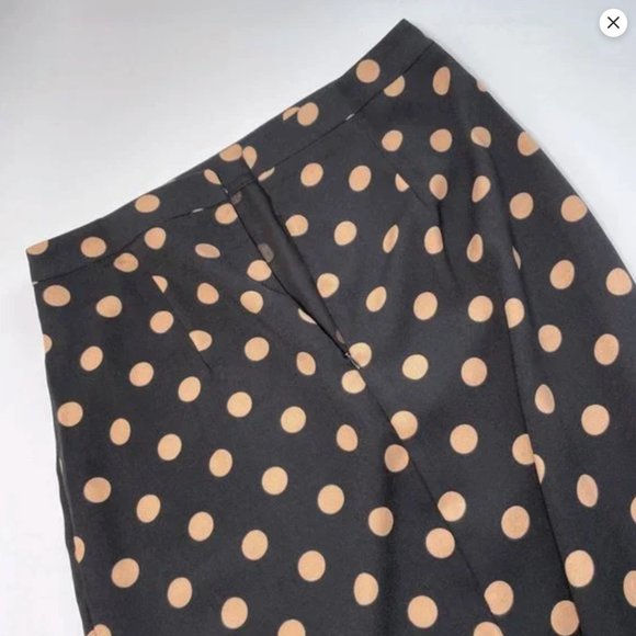 Black Cream Polka Dots Midi A-Line Skirt - Picture 5 of 6